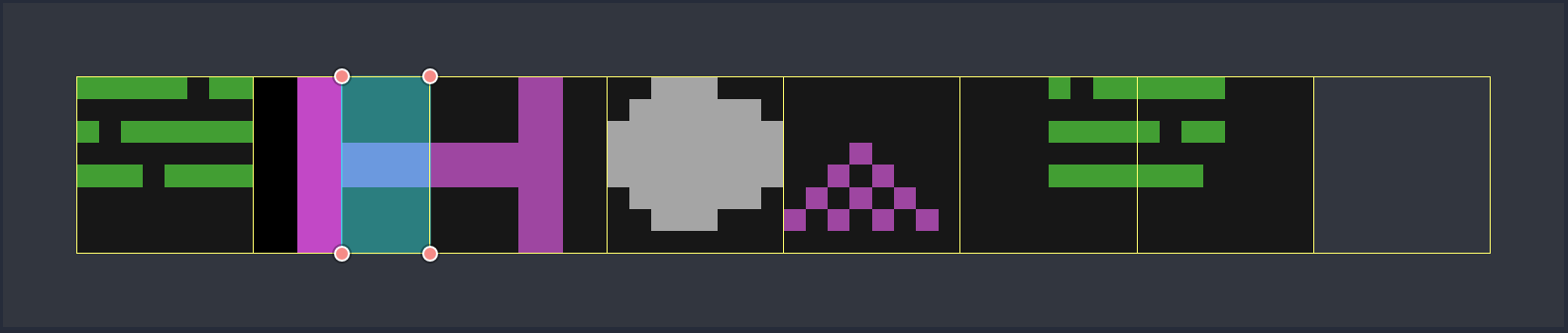 TileMap tiles showing collision shape of ladder.